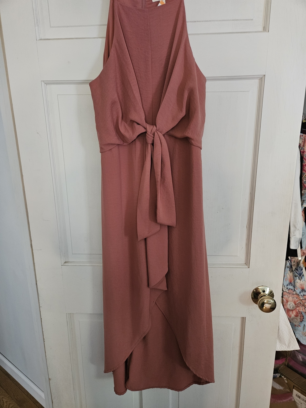 Gilli Dusty Rose High-Low Tie-Front Maxi Dress